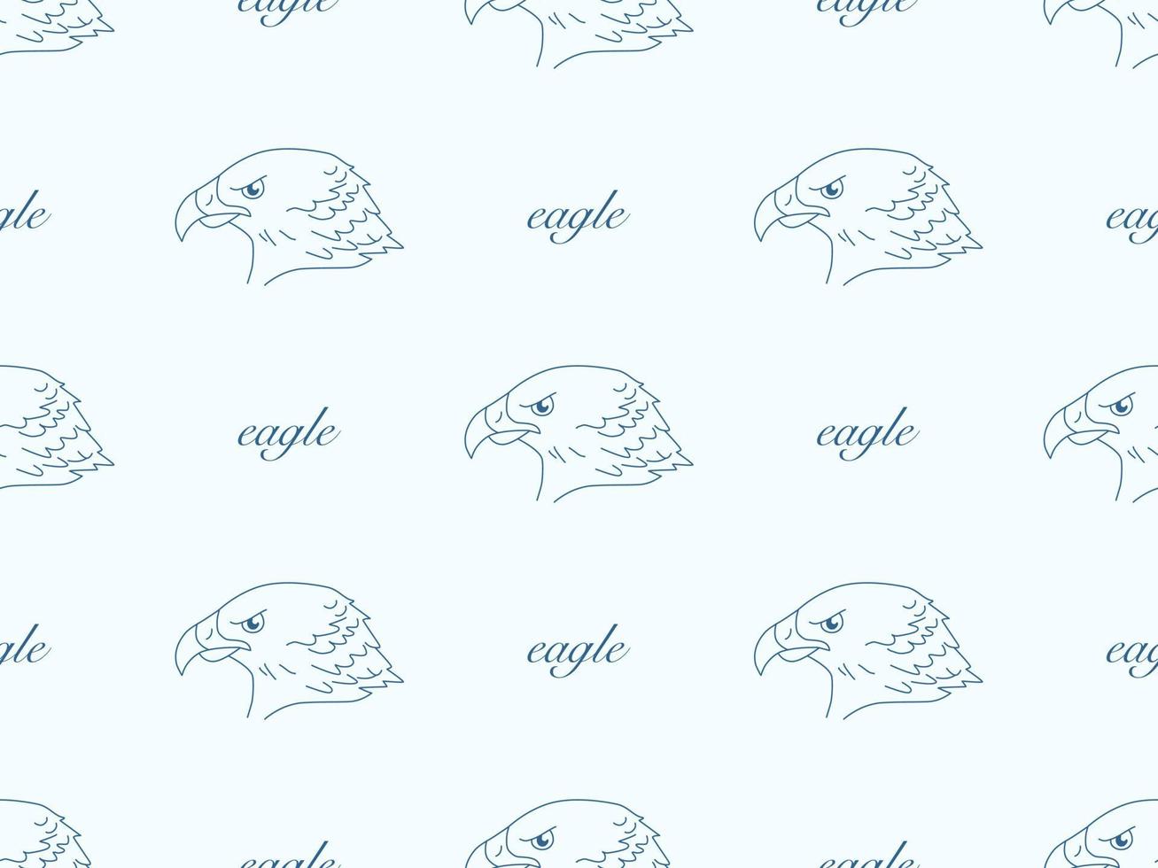 Eagle cartoon character seamless pattern on blue background vector