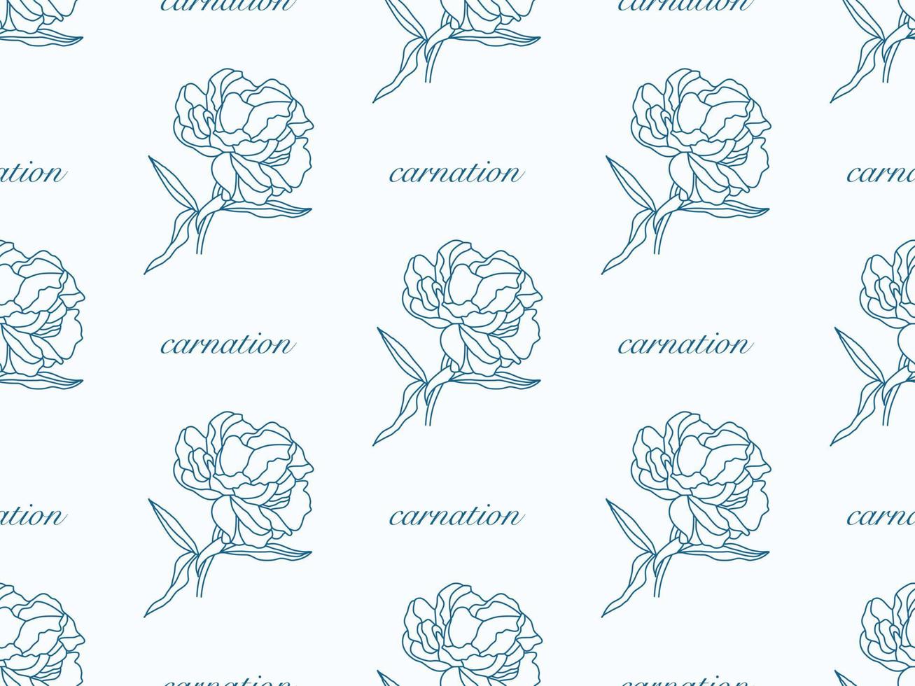 Carnation cartoon character seamless pattern on blue background vector