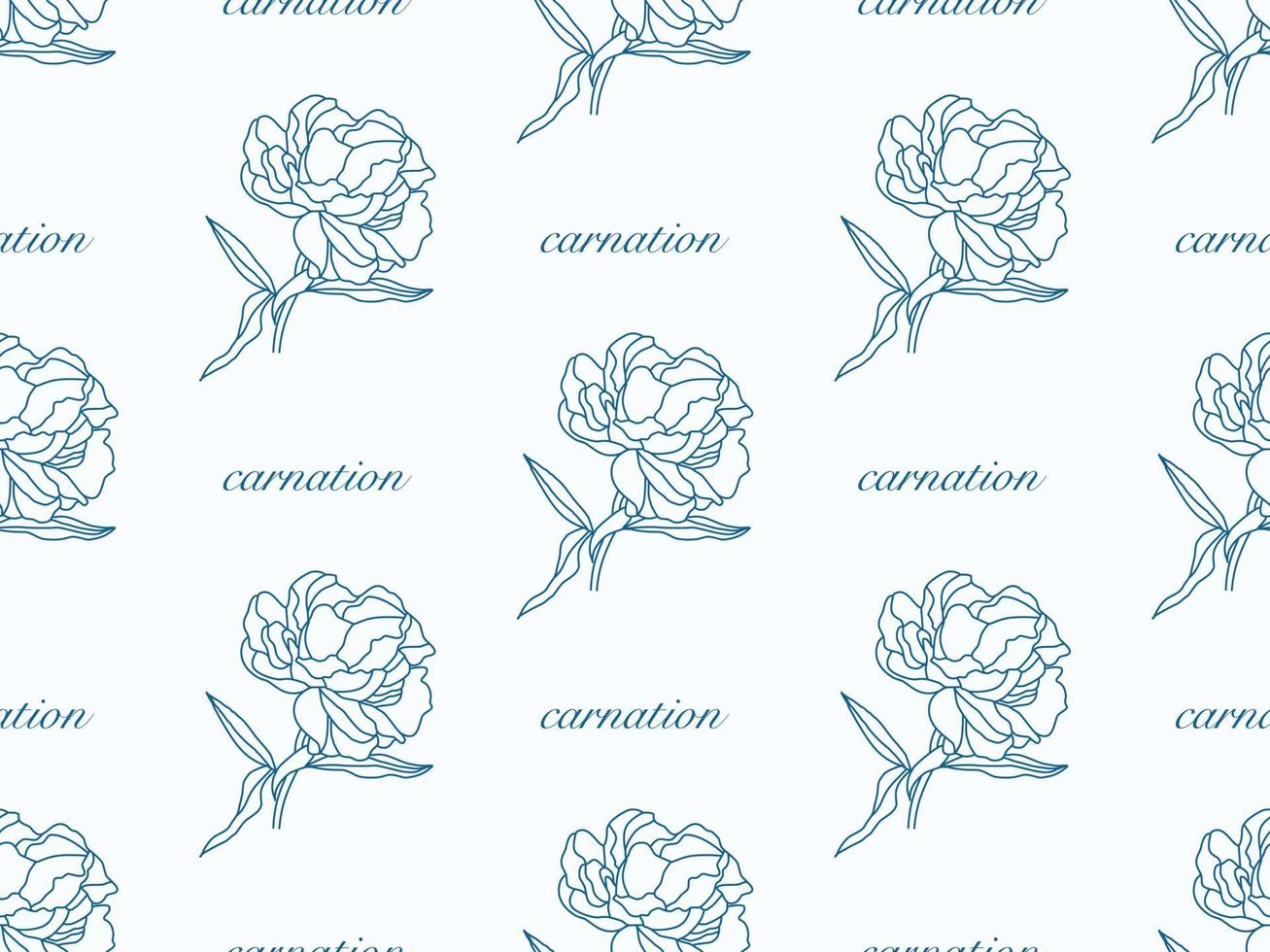 Carnation cartoon character seamless pattern on blue background vector