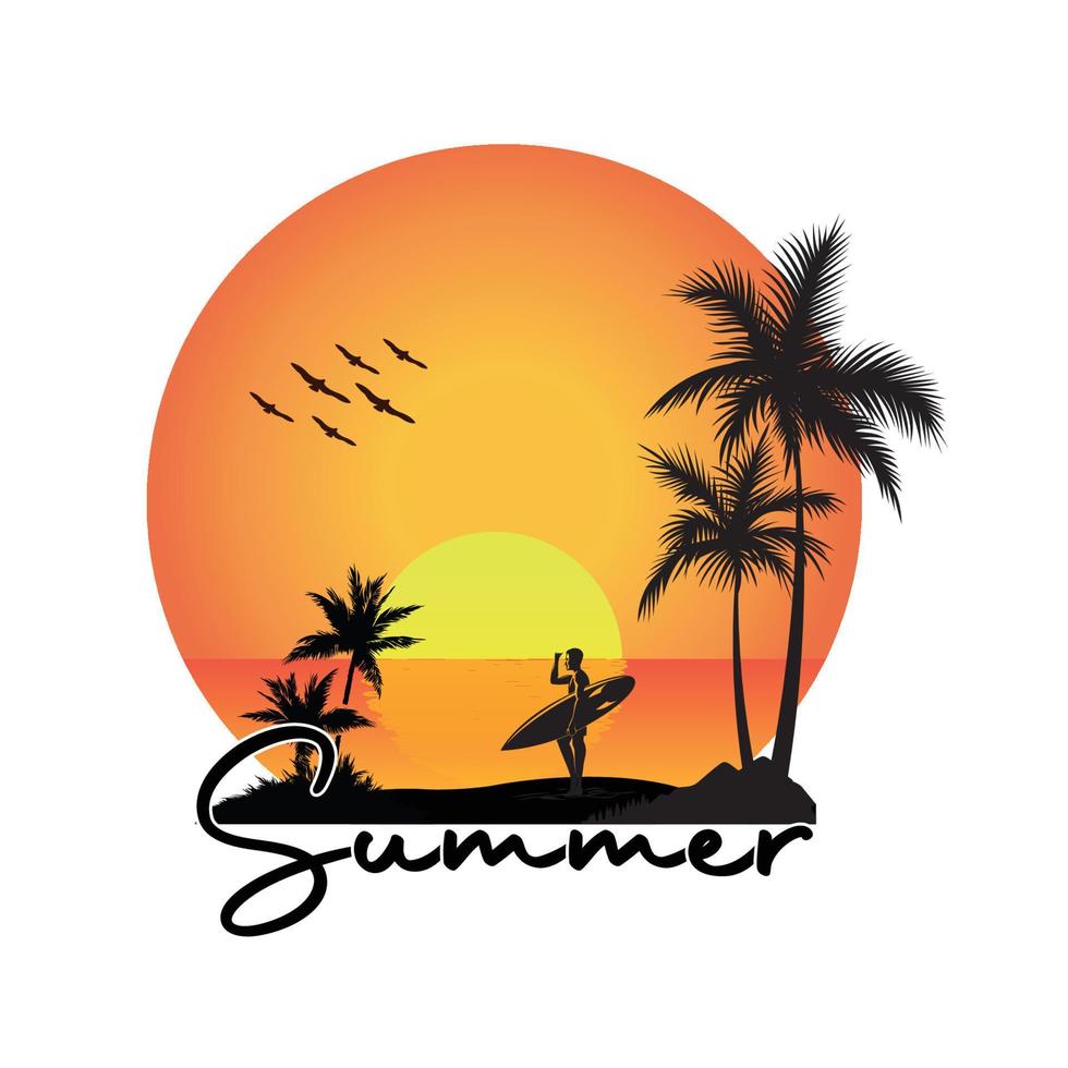 Summer Beach Sunset, Beach Sunset vector