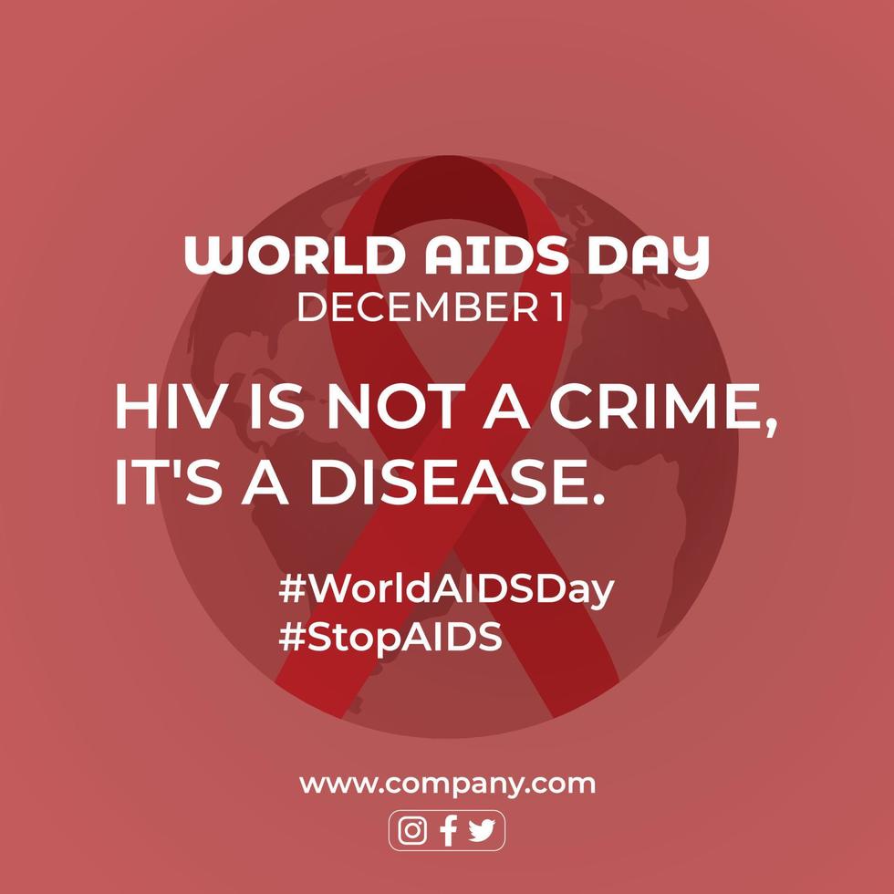 World Aids Day Banner, World Aids Day Post Design, Globe With Red Ribbon vector