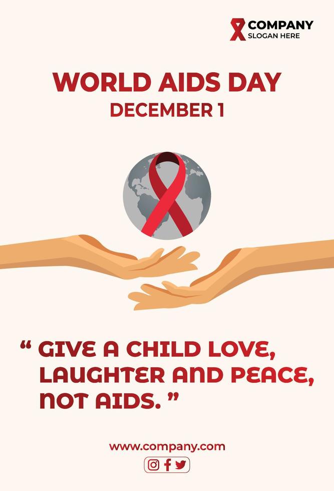 World Aids Day Banner, World Aids Day Post Design, Globe With Red Ribbon vector