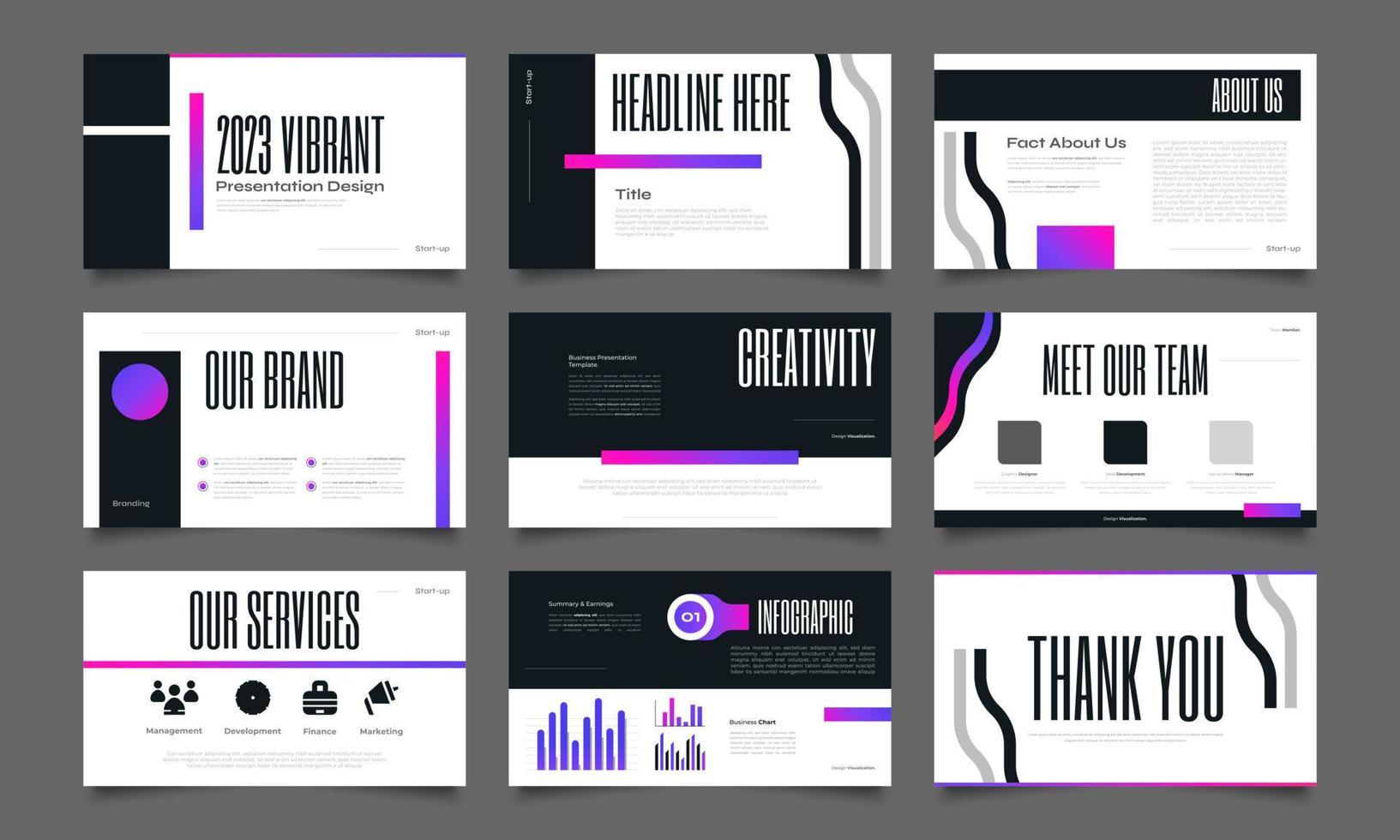 Modern and Minimalist Presentation Template Design with Infographic Elements. Use for Presentation, Branding, Marketing, Advertising, Annual Report, Banner, Cover, Landing Page, and Website Design vector