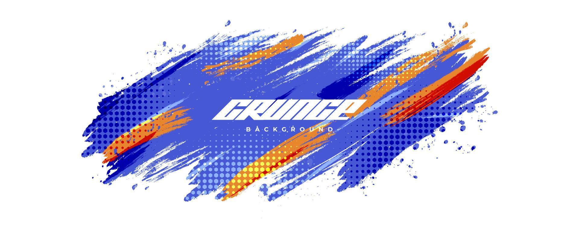 Abstract and Dynamic Brush Background with Halftone Effect. Brush Stroke Illustration for Banner, Poster, or Sports Background.  Scratch and Texture Elements For Design vector