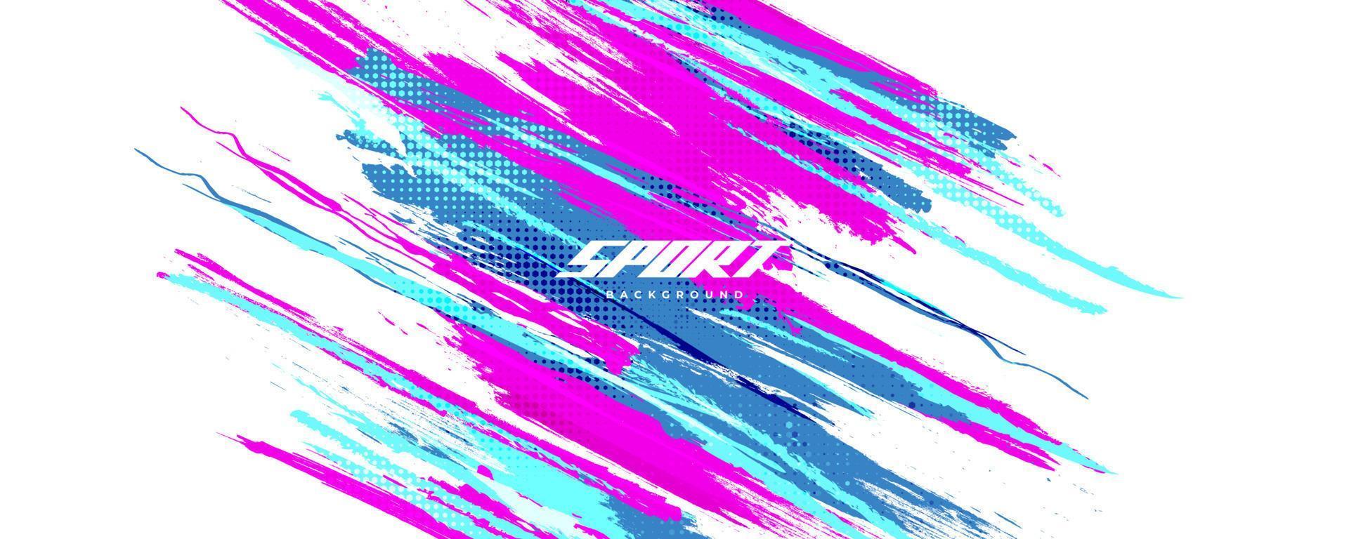 Abstract and Colorful Brush Background with Halftone Effect. Grunge Background. Brush Stroke Illustration for Banner, Poster, or Sports Background. Scratch and Texture Elements For Design vector