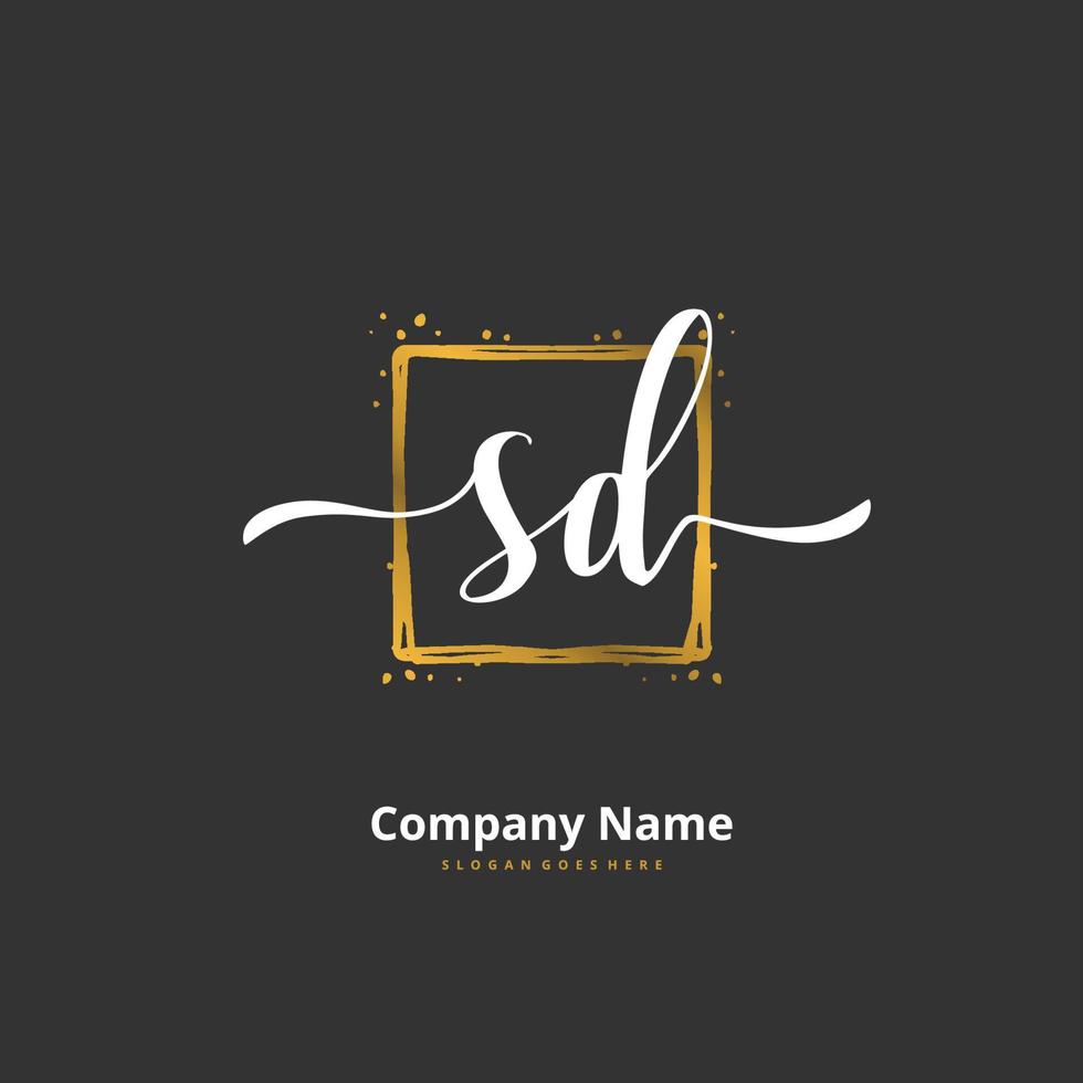 SD Initial handwriting and signature logo design with circle. Beautiful design handwritten logo for fashion, team, wedding, luxury logo. vector