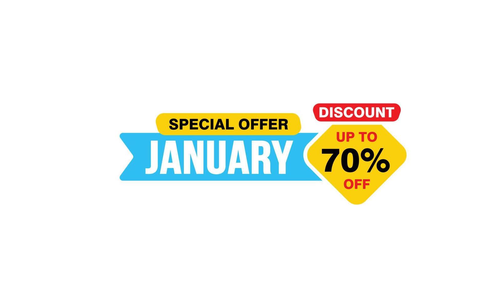 70 Percent JANUARY discount offer, clearance, promotion banner layout with sticker style. vector