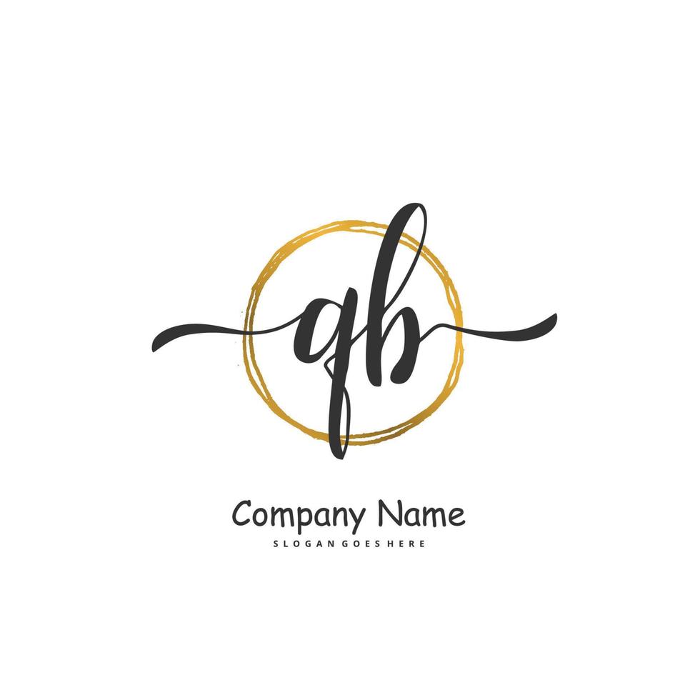 QB Initial handwriting and signature logo design with circle. Beautiful design handwritten logo for fashion, team, wedding, luxury logo. vector