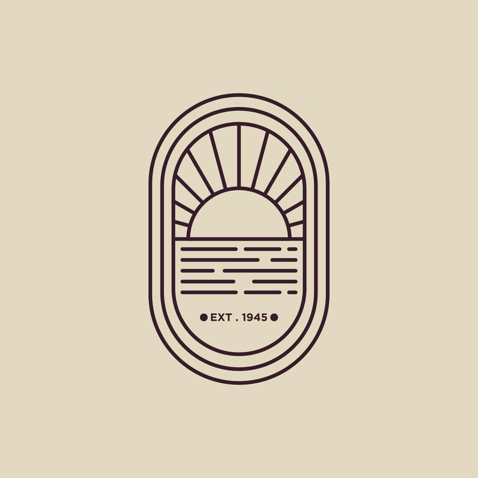 Sun vintage logo vector, diseño de logotipo de viajes y vacaciones, inspiración de logotipo de marca retro vector