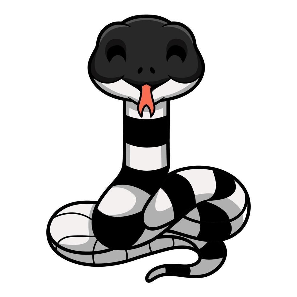 linda caricatura de serpiente krait con bandas vector