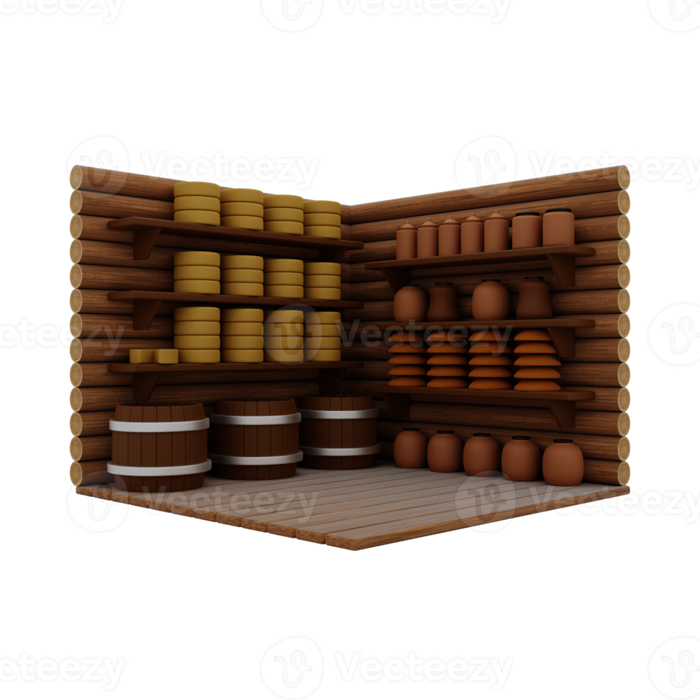 A barn with food in a toy style png