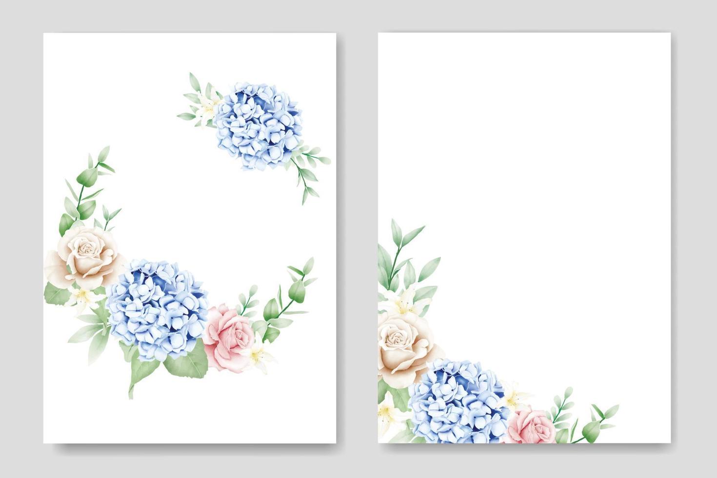 tarjeta de invitación de boda floral hermosa hortensia vector