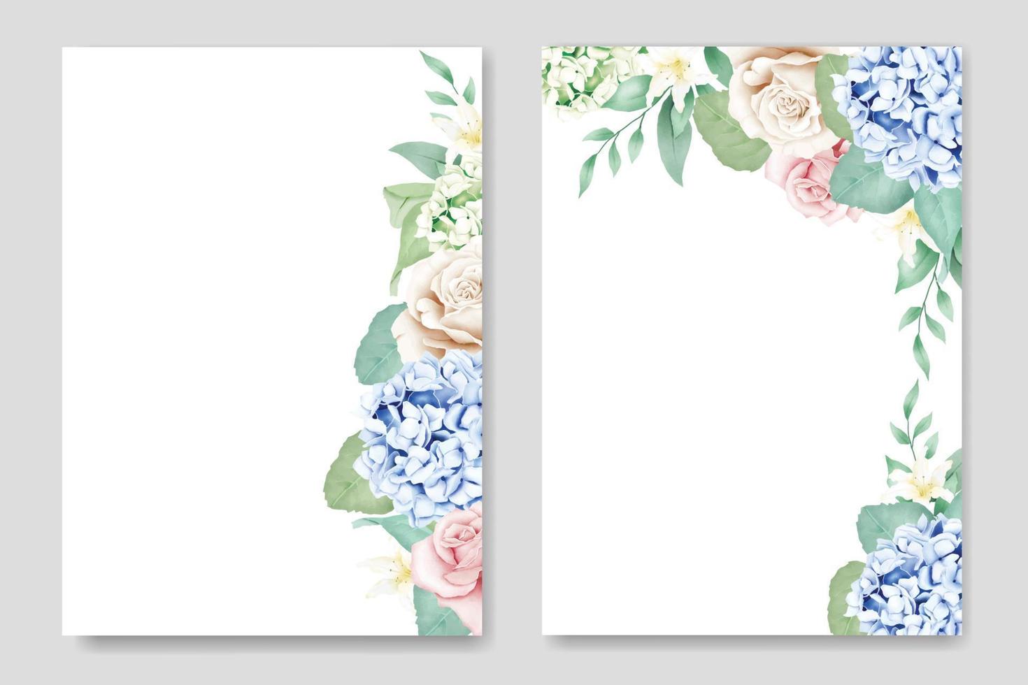 tarjeta de invitación de boda floral hermosa hortensia vector