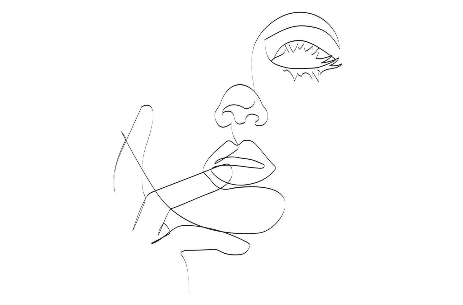 Beautiful woman face continuous line drawing. Abstract minimalism design woman portraits. vector