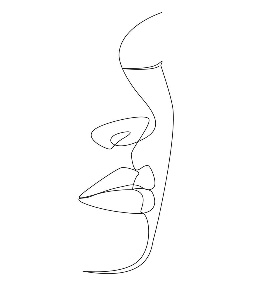 Calm woman face continuous line drawing. Abstract minimalism woman in portraits. Logo, icon, label. vector