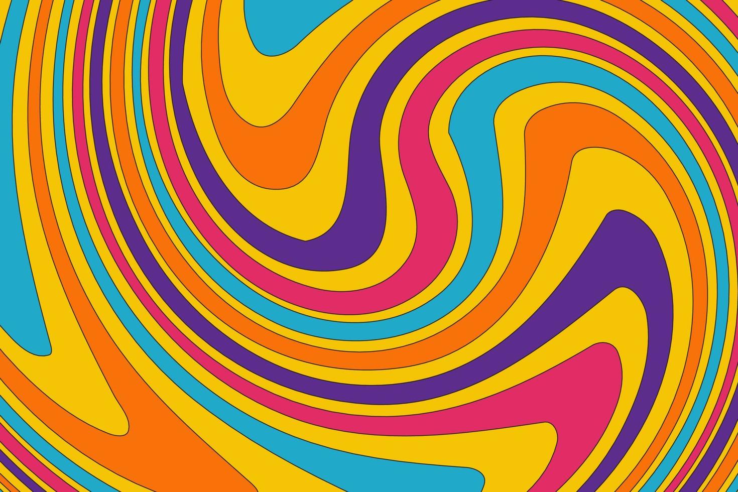 Flat groovy psychedelic background with colorful design vector