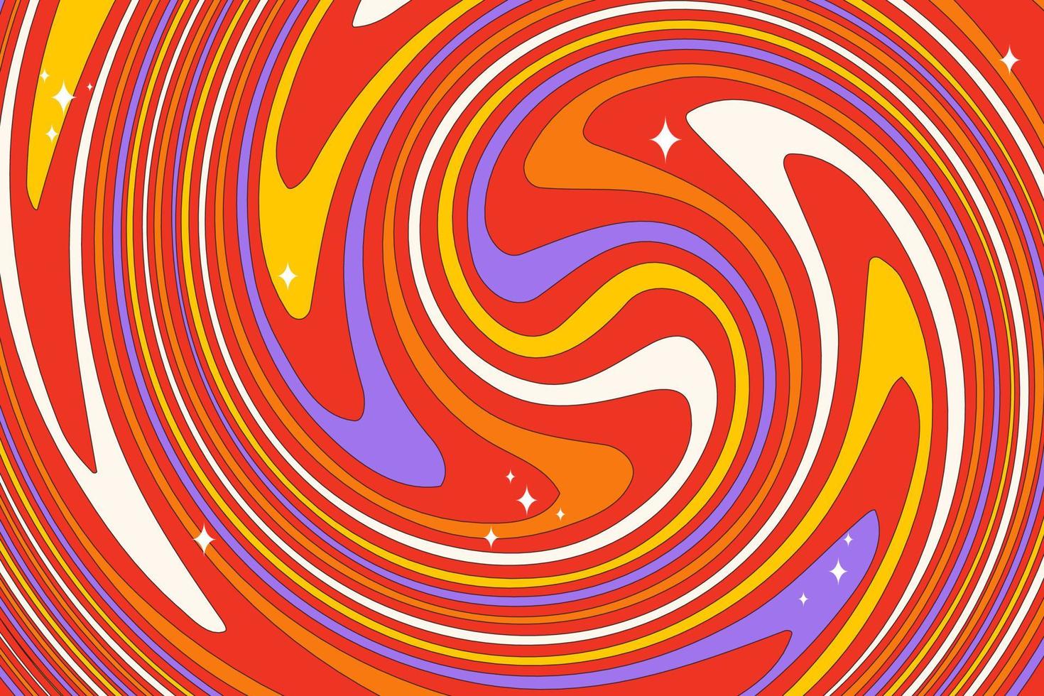 Flat groovy psychedelic background with colorful design vector