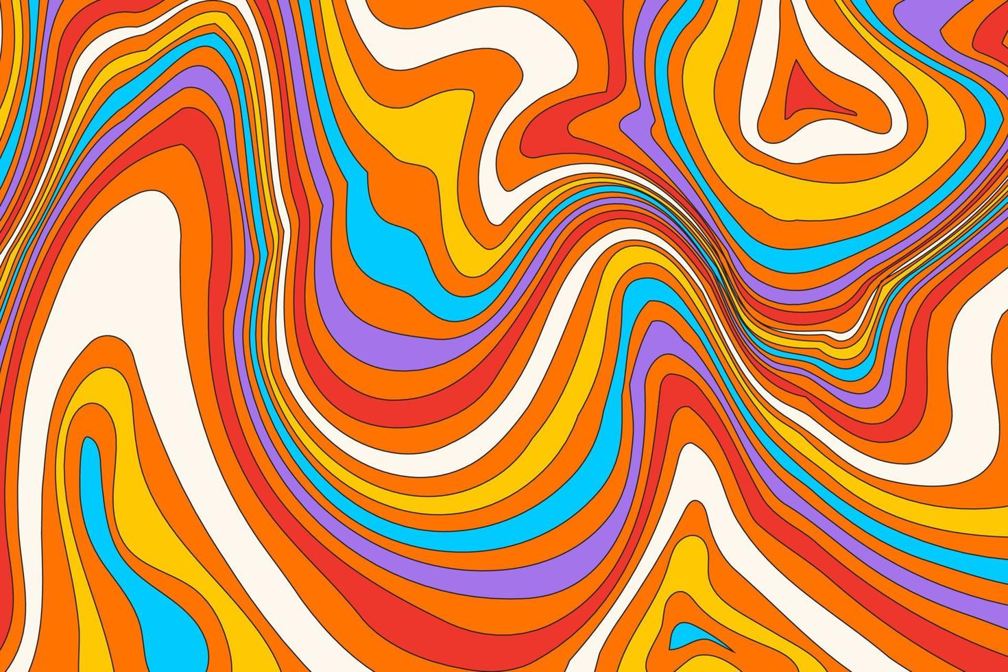 fondo psicodélico maravilloso plano con diseño colorido vector