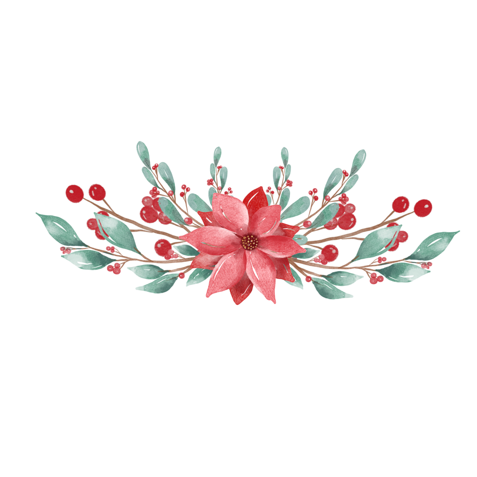 Free Watercolor Christmas flowers 17372998 PNG with Transparent Background