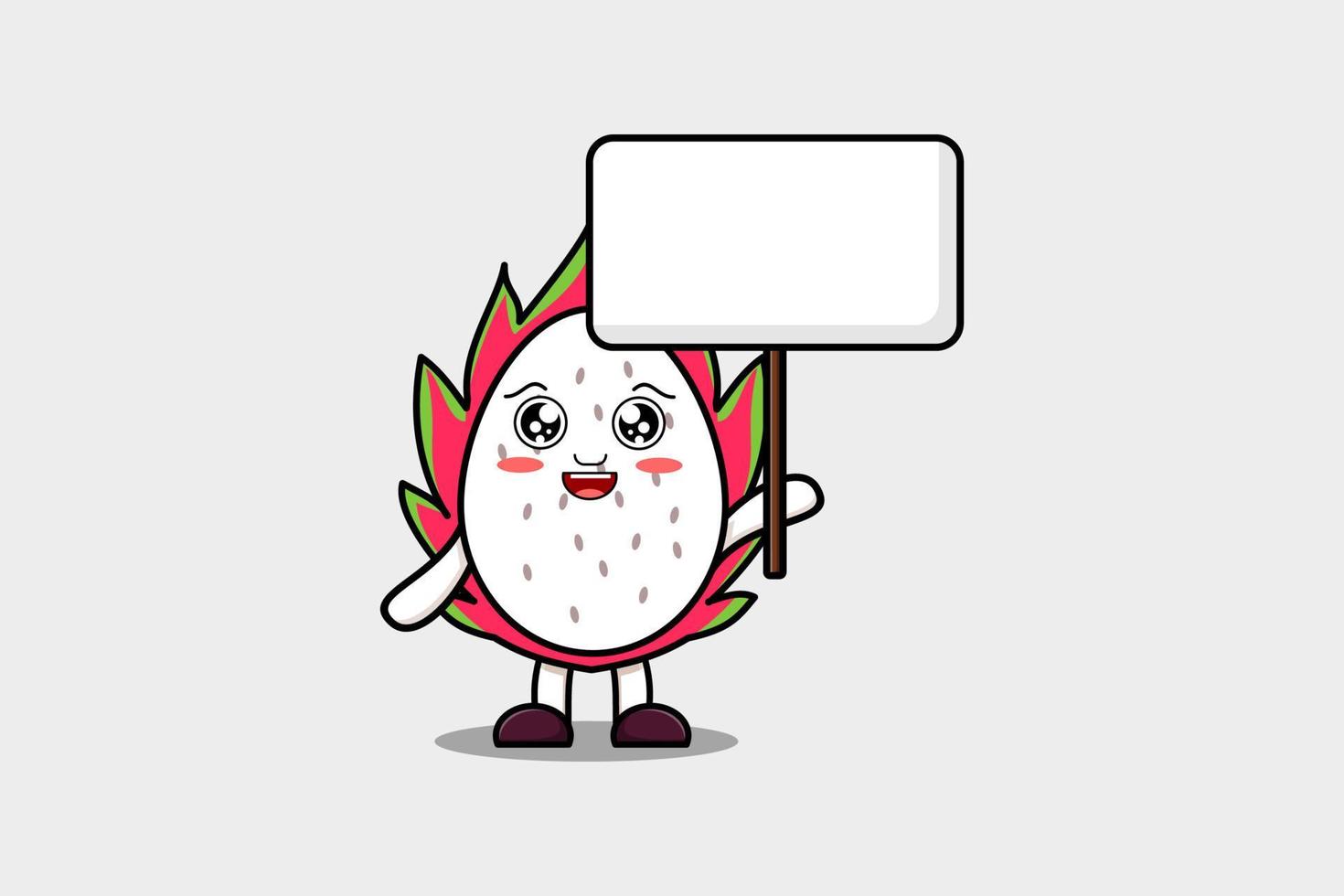 Cartoon Dragon fruit character holding blank board vector