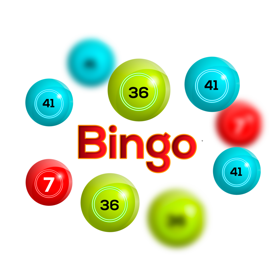 bolas de jogo de loteria bingo e cartões de loteria com números da sorte png