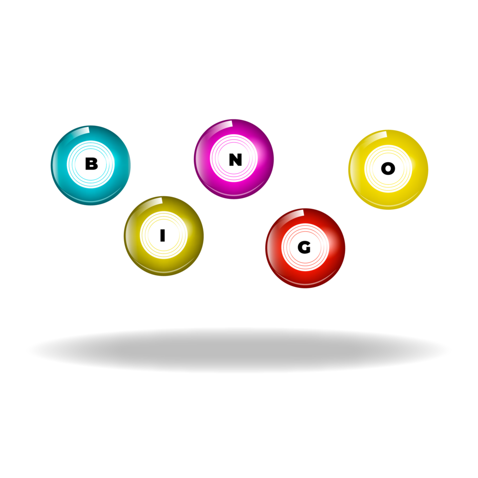 Bingo lotto game balls and lottery cards with lucky numbers png