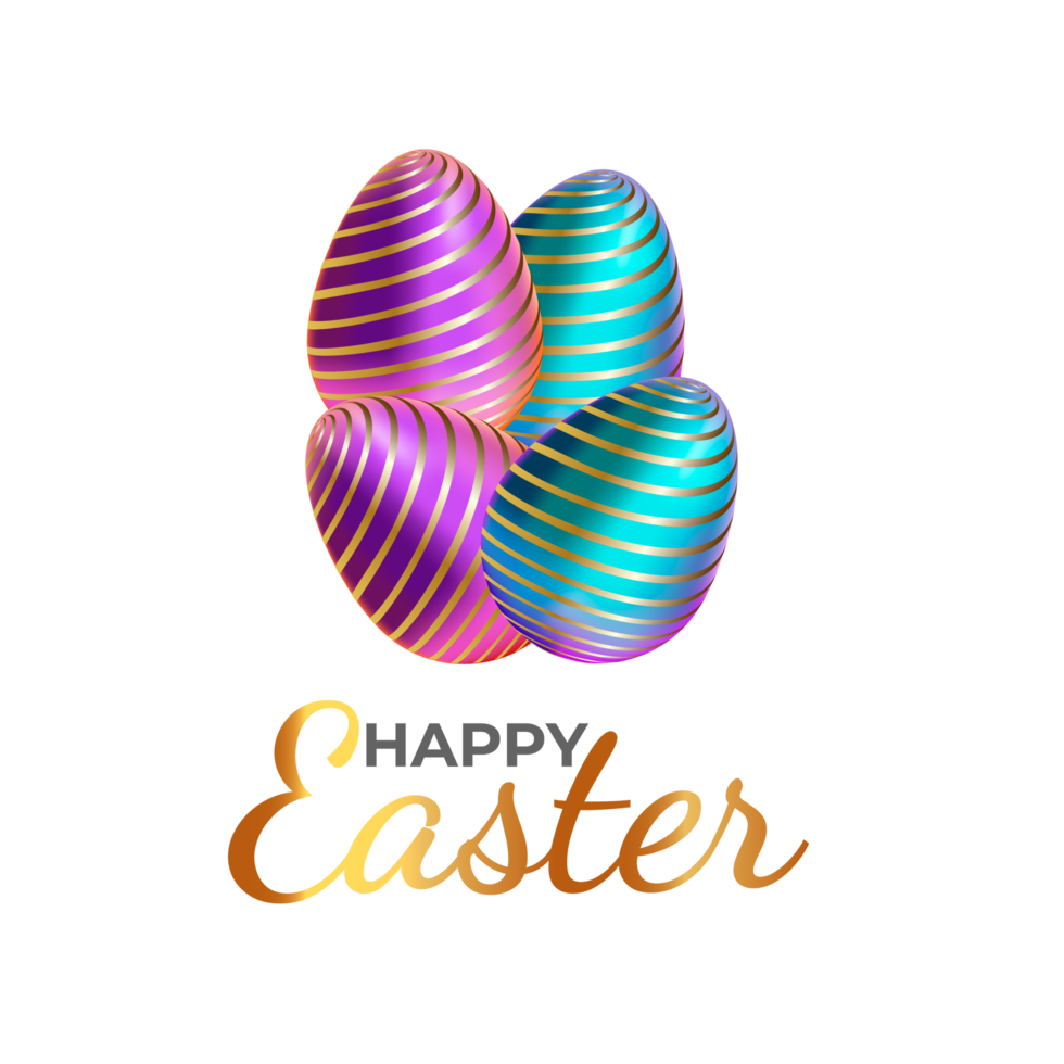 happy easter element for design.eggs in green grass with white flowers isolated png