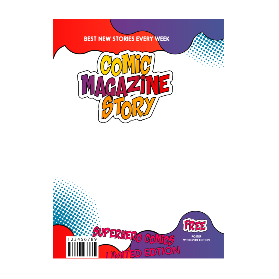 Comic book cover template design png