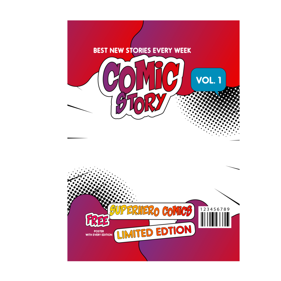 Comic book cover template design png