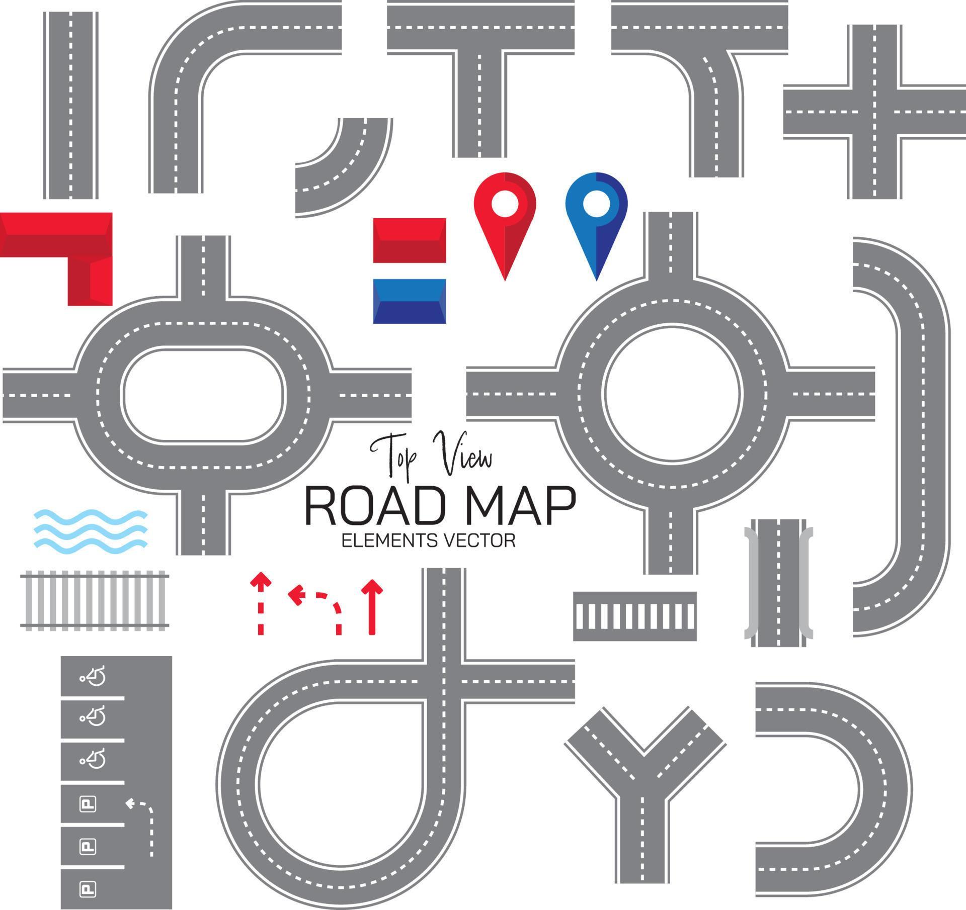 Road map design elements vector set 17373164 Vector Art at Vecteezy