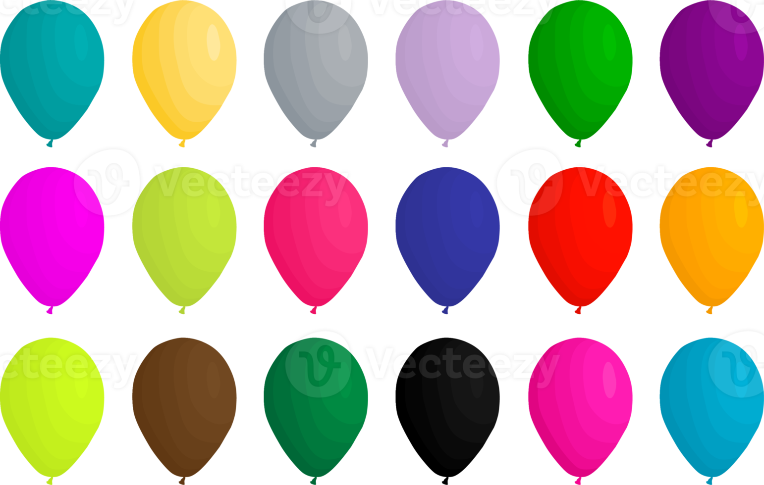 großer Satz verschiedene Arten aufblasbarer Gummiballons png