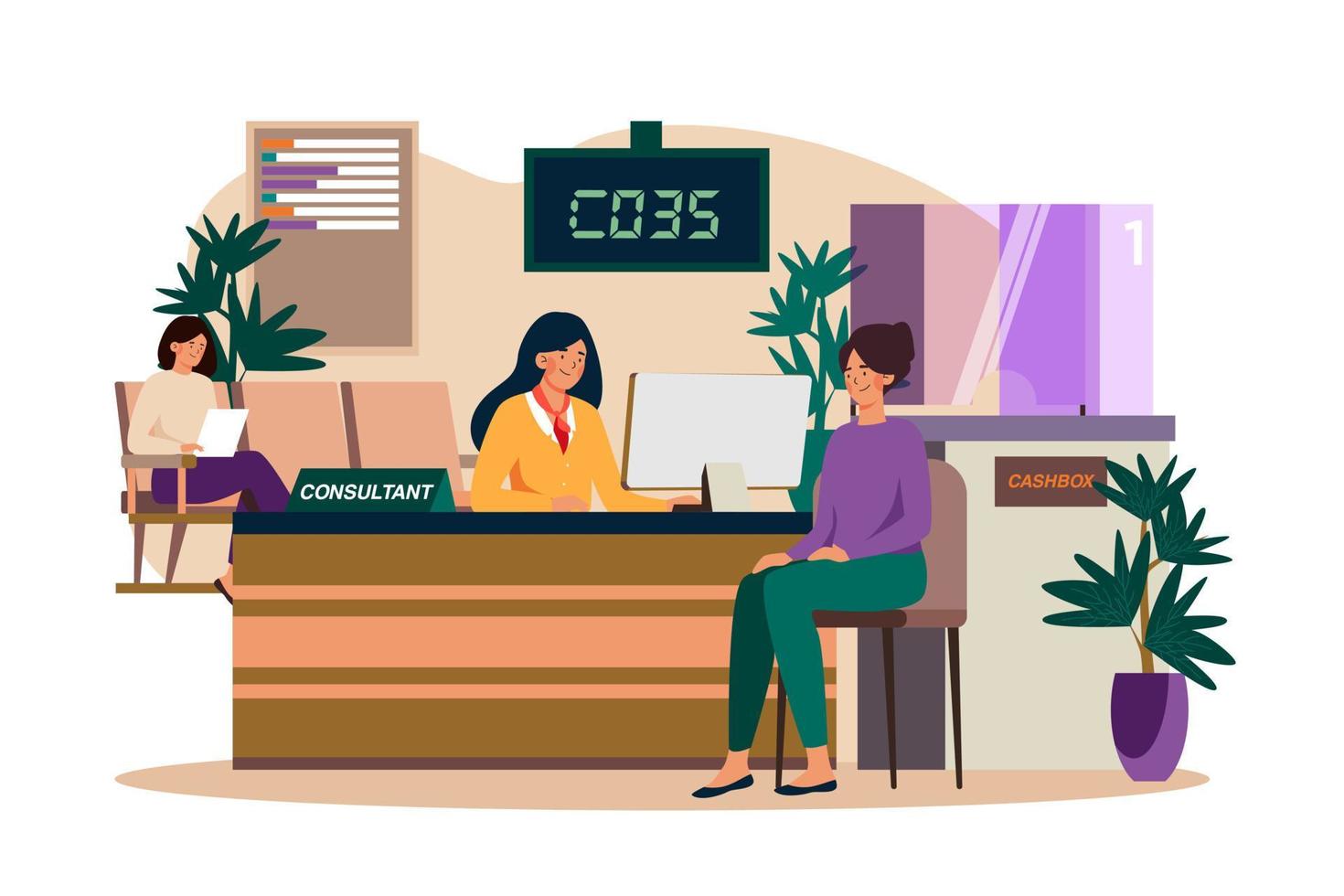 Bank Consultant Working With Customers vector