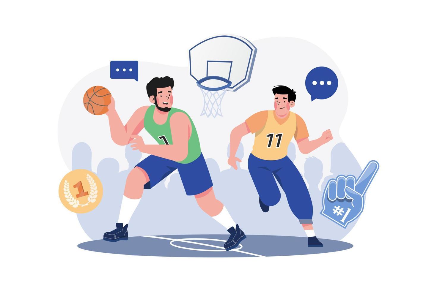 Basketball Players On The Court vector