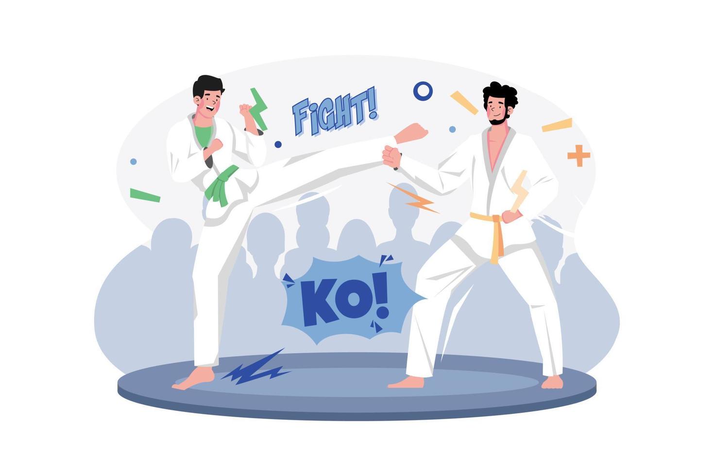 Guys Karate Sparring For Training vector