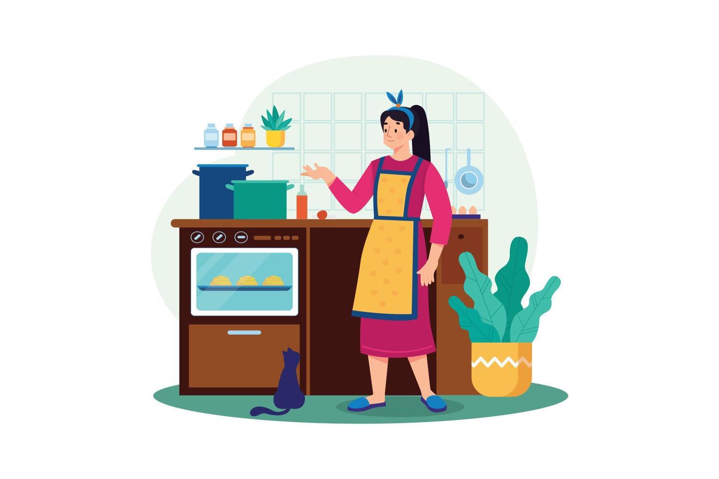 Cooking and Kitchen Illustration concept. A flat illustration isolated on white background vector