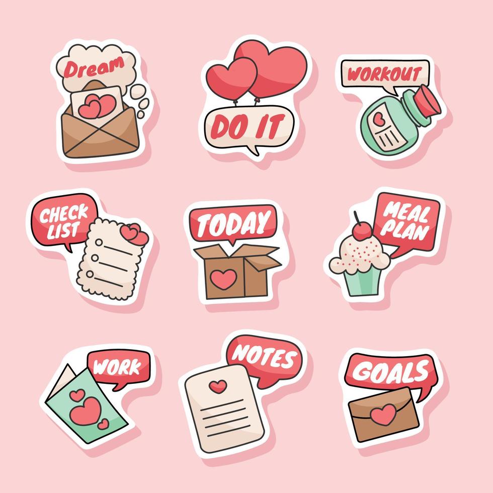 Love Theme Journal Sticker Collection vector