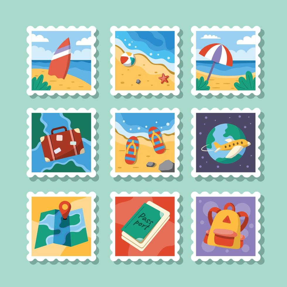 Summer Beach Travelling Stamp Sticker vector
