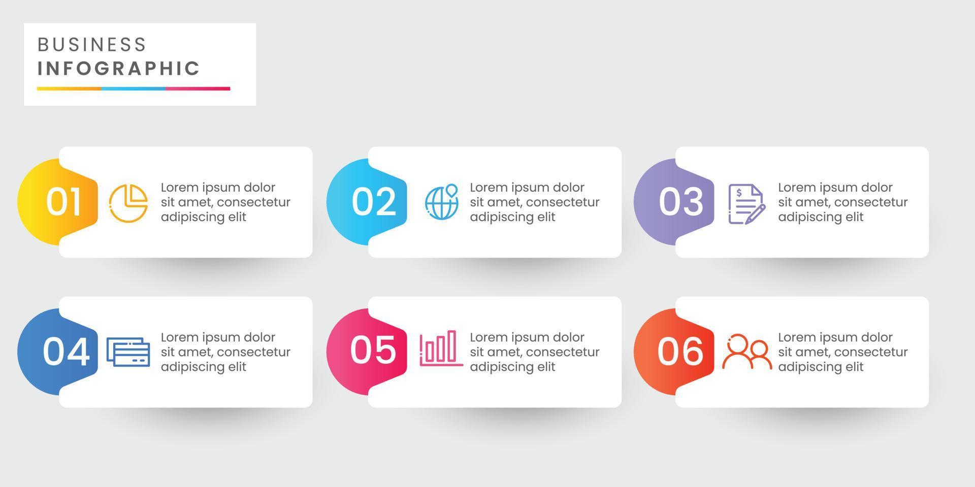 Six steps modern infographic template vector