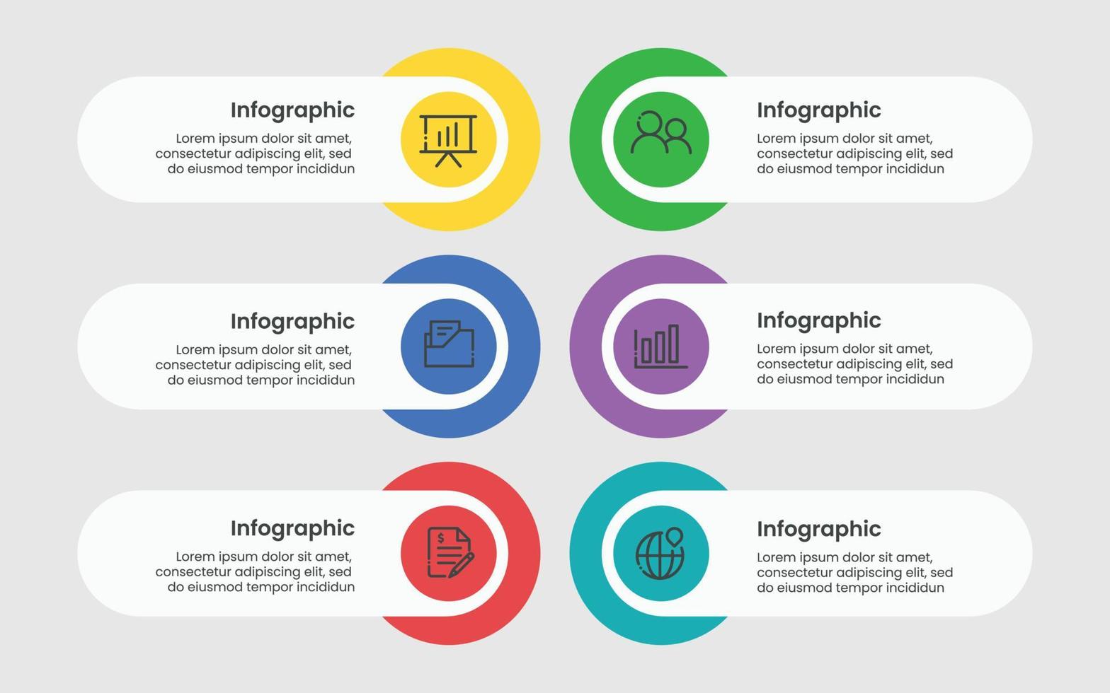 Six steps modern infographic template vector