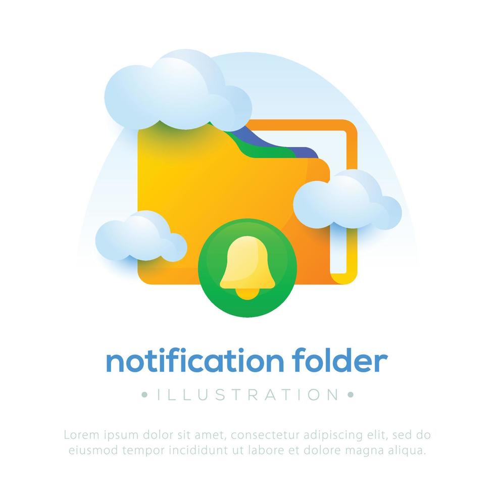 Notification folder design. Folder notification vector