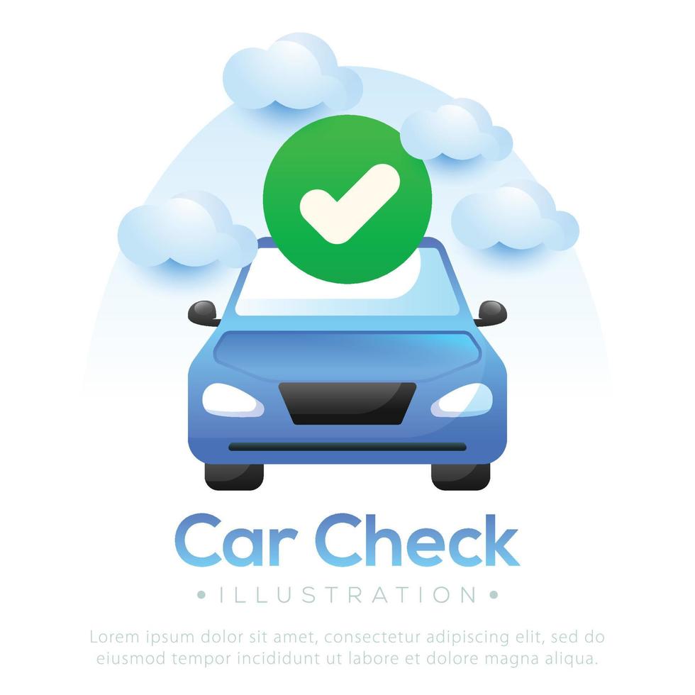 Illustration of checking the condition car. Car checking design vector