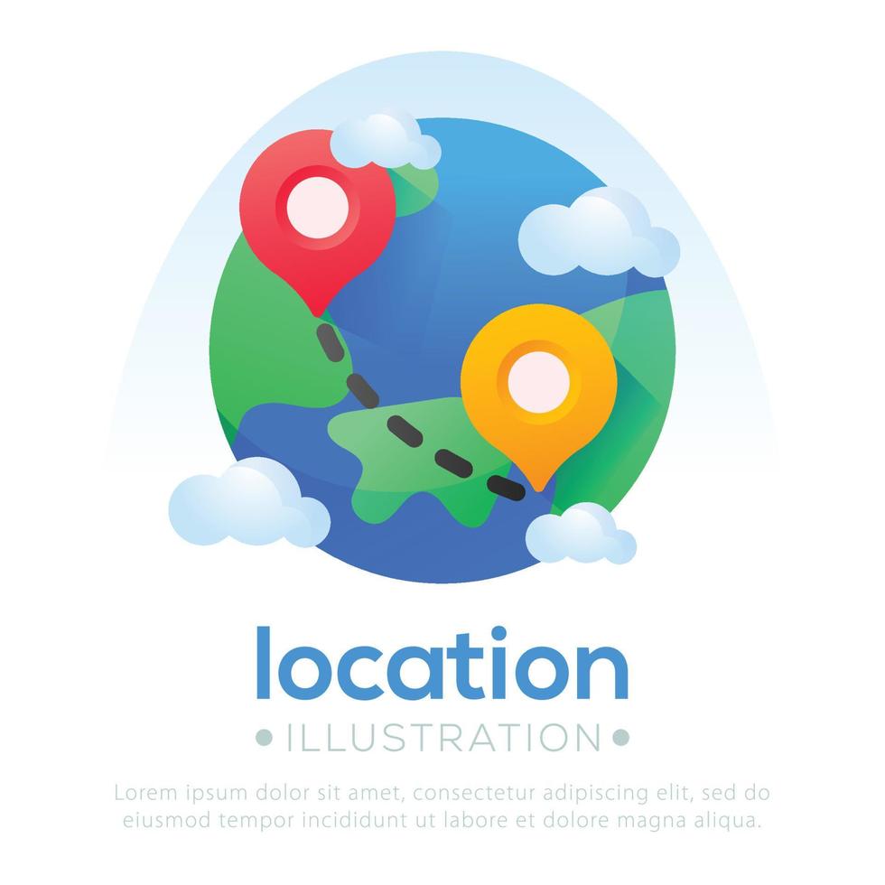 Location illustration with pin and globe vector