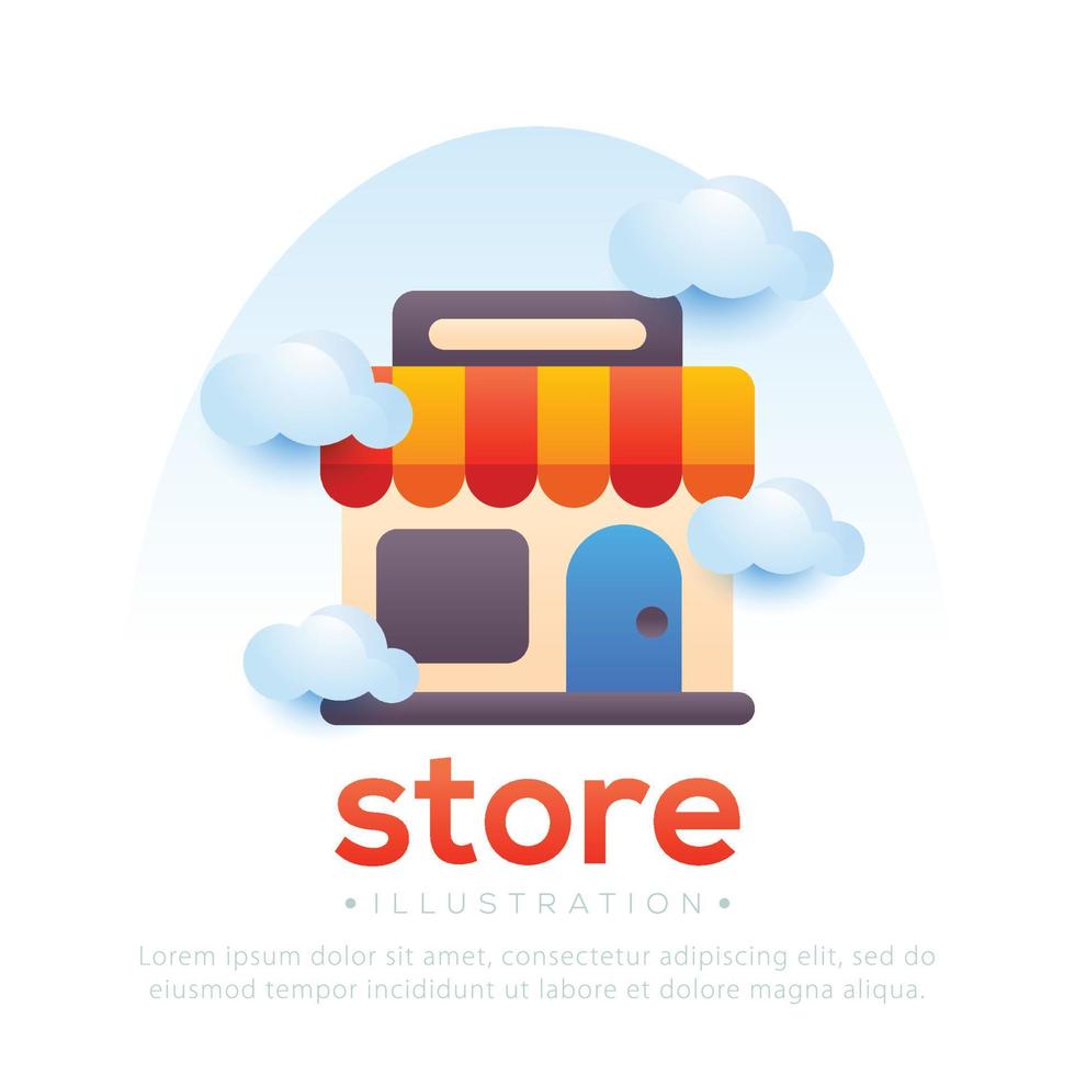 Illustration of store. Realistic store shopping vector