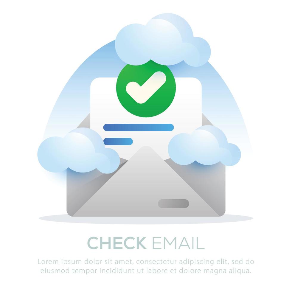 Check email illustration design for mobile app or website design vector