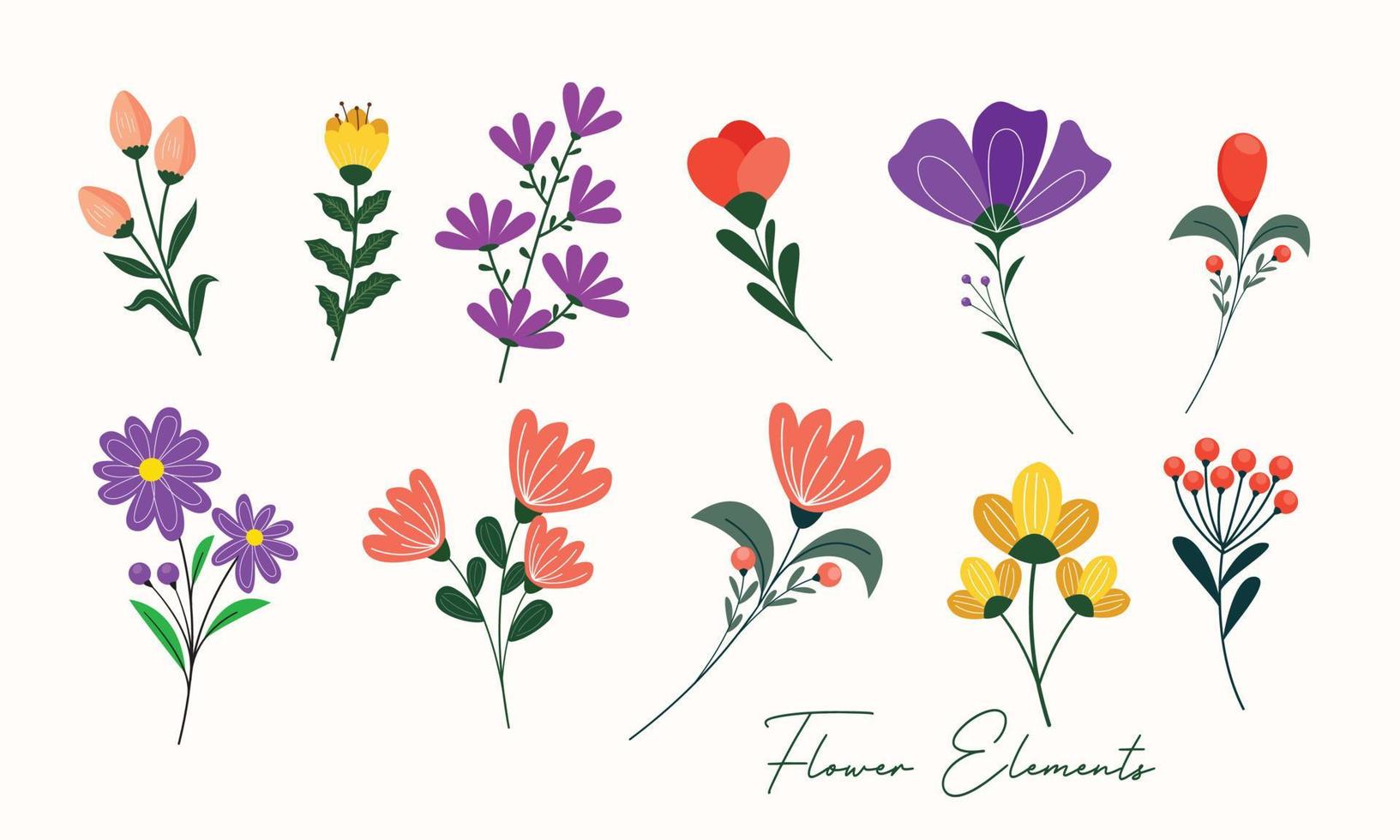 Collection floral design. Spring flower collection vector
