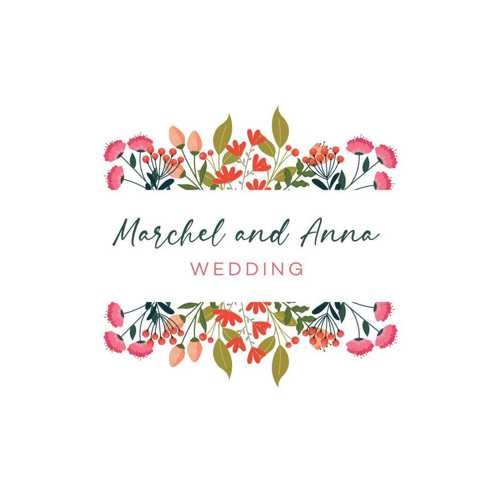 ilustración de diseño floral. diseño floral para el diseño de la tarjeta de invitación de boda vector