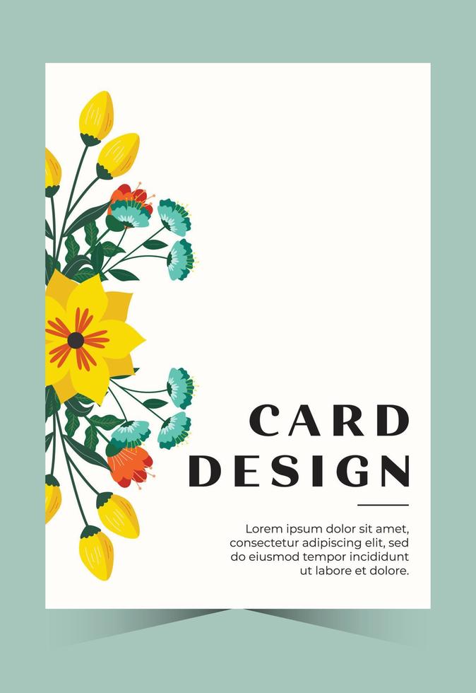 Beautiful hand draw flower wedding card. Floral card design vector