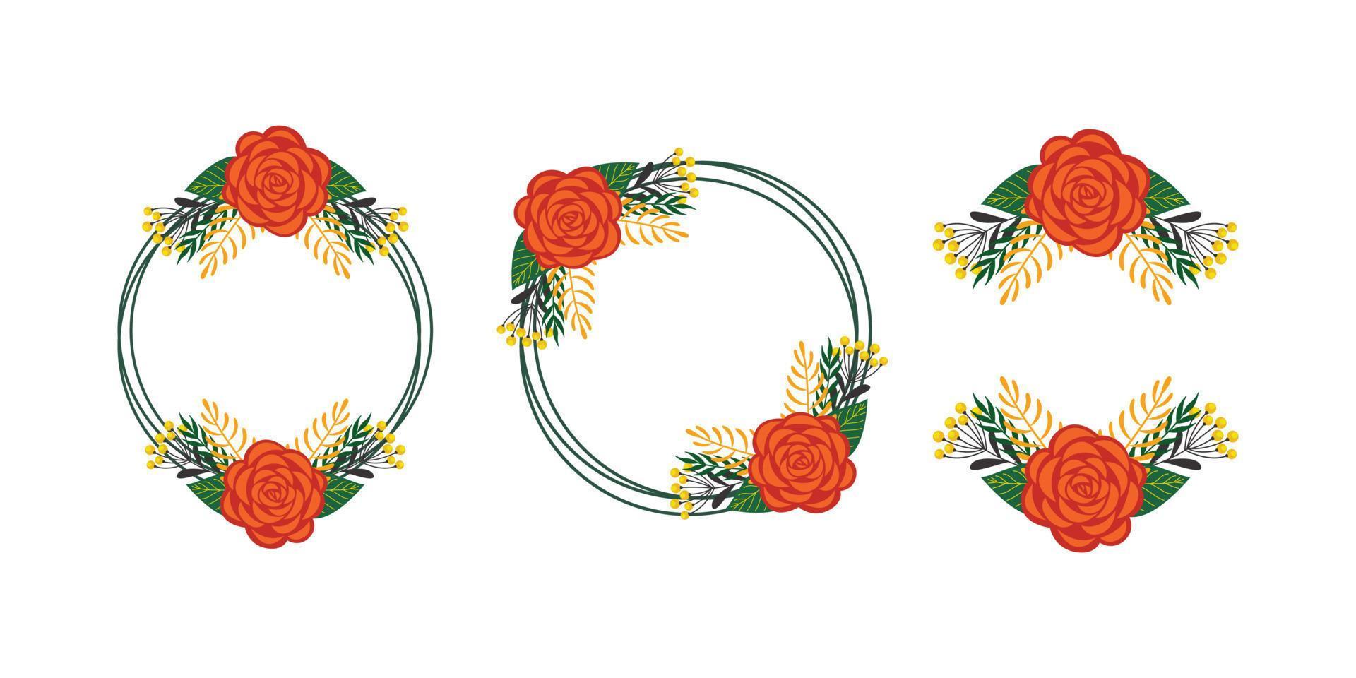 Spring frame flower. Set of frame circle flower. Wedding or invitation flower concept vector