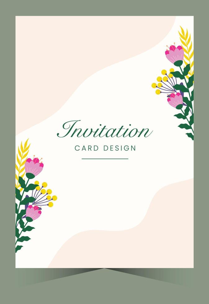 Flower wedding invitation card. Floral card design. Design card floral illustration. Romantic card vector