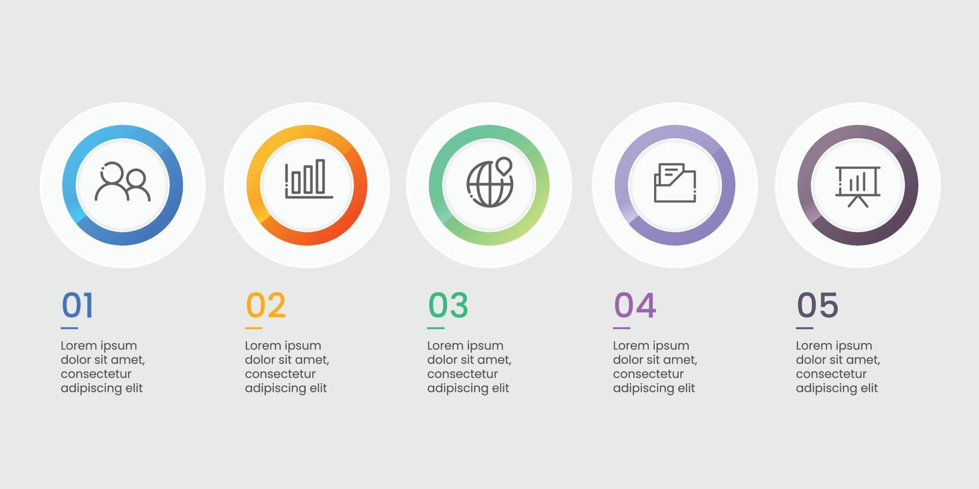 Five steps modern infographic template vector